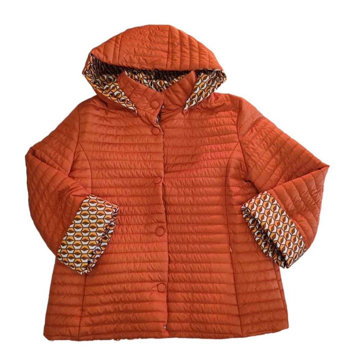 Giubbino Donna Cento Grammi Reversibile Double Face con Cappuccio Chiusura Lampo e Bottoni
