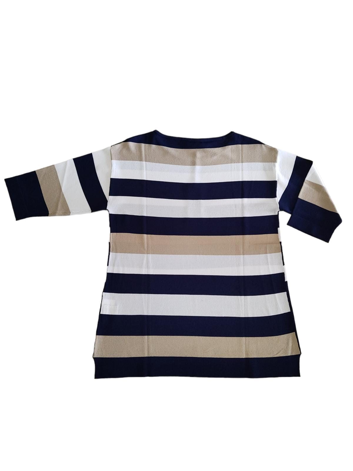 Maglioncino Donna Primaverile Manica a 3/4 in Viscosa Fantasia a Righe Colorate