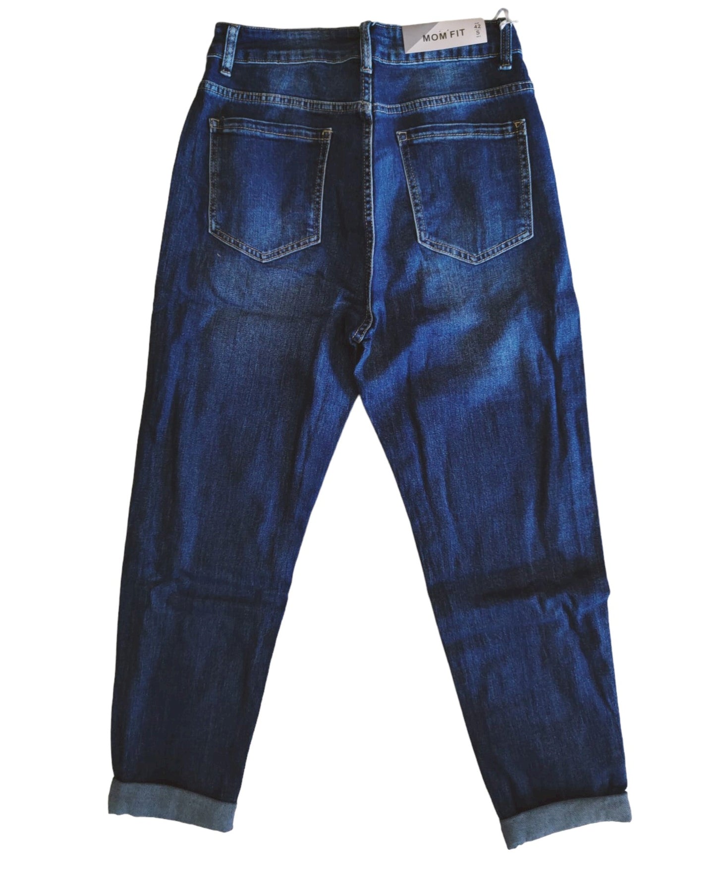 Jeans Donna Mom Fit Stretto sulla gamba con Risvolto Finale