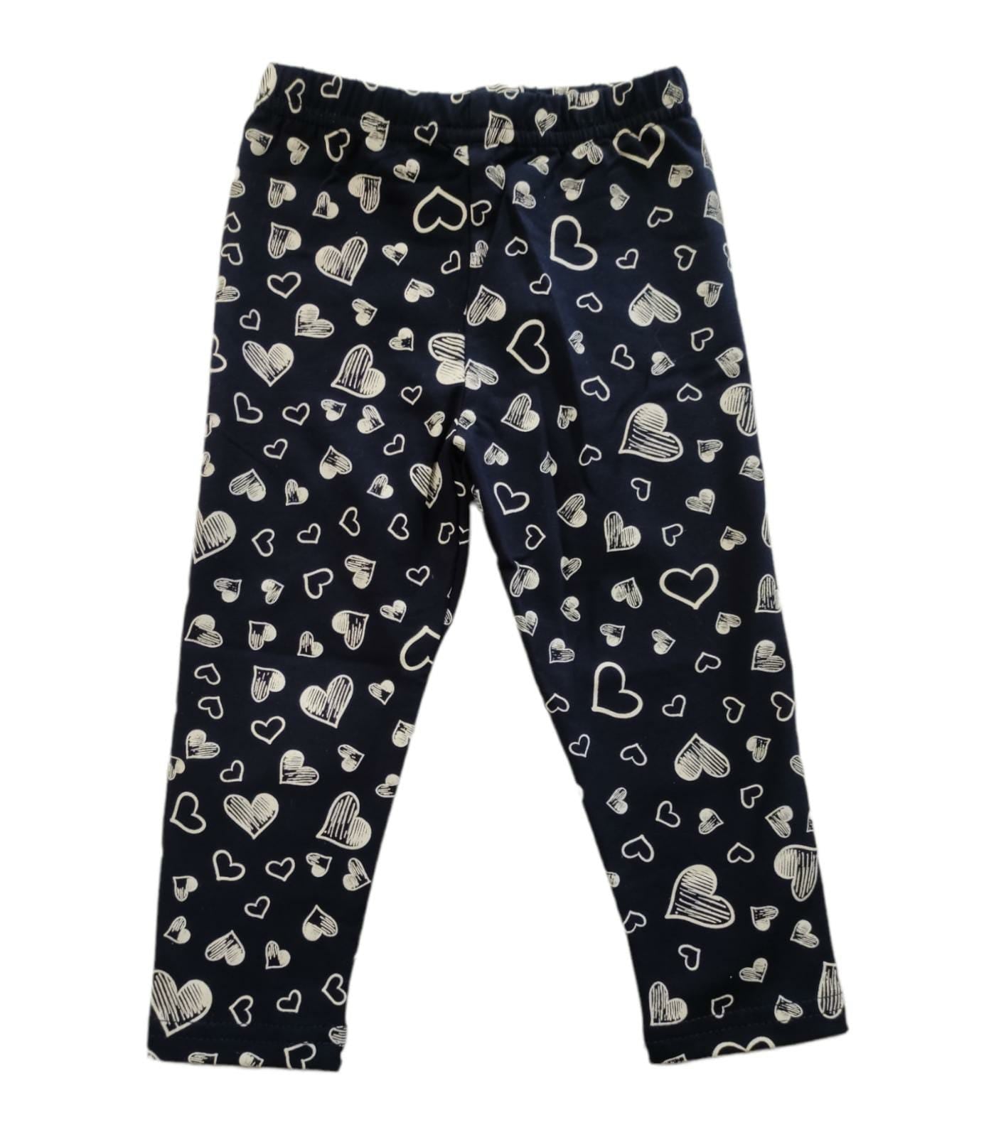 Leggings Felpato Invernale Dis. Cuoricini Bimba 6-36 Mesi