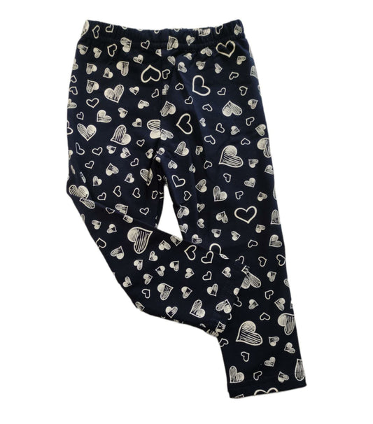 Leggings Felpato Invernale Dis. Cuoricini Bimba 6-36 Mesi