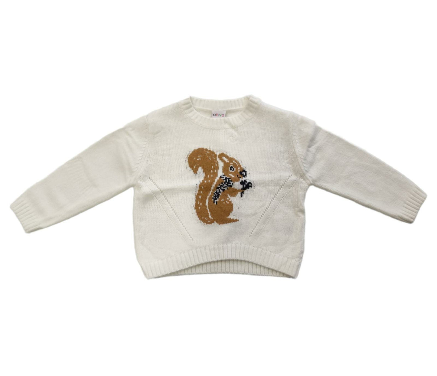 Maglioncino Girocollo con Scoiattolino Bimba 6-36 Mesi