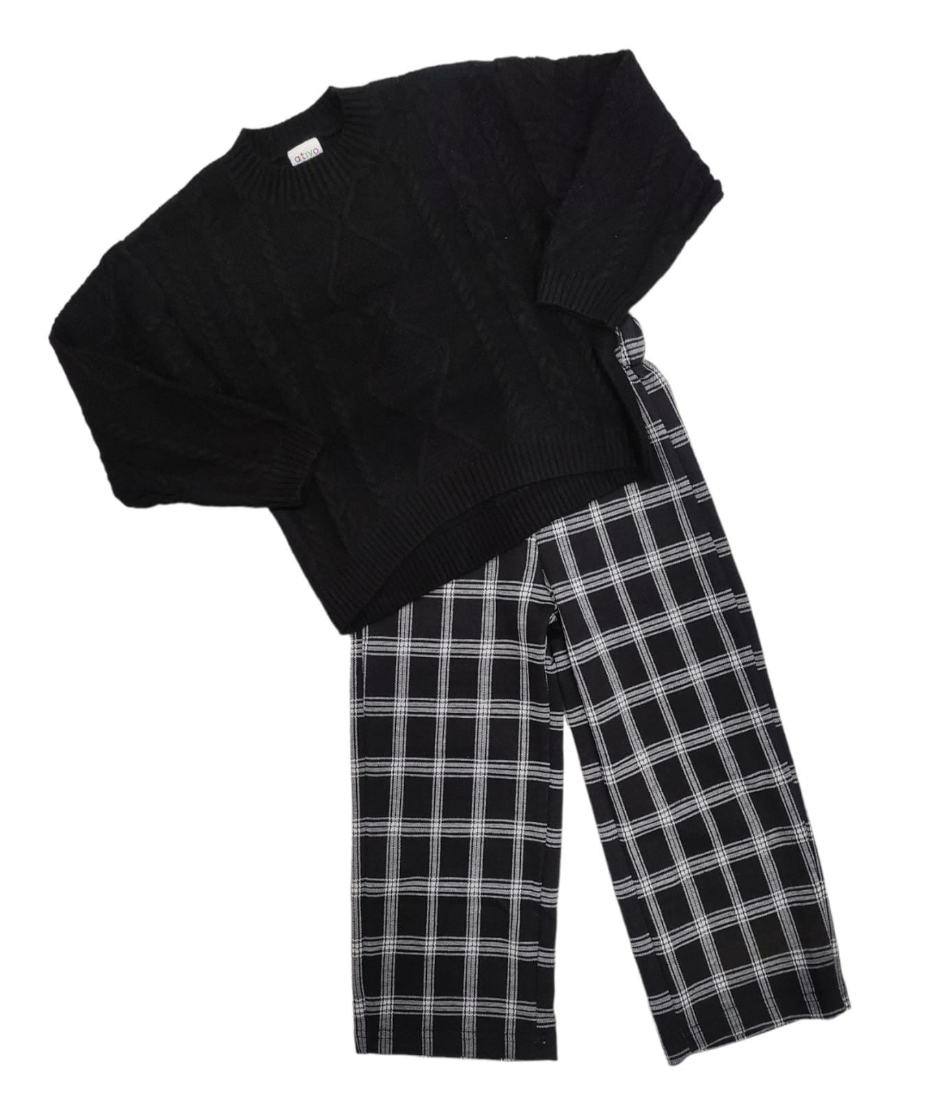 Pantalone Palazzo Fantasia Quadri Bambina 3/4-11/12 Anni
