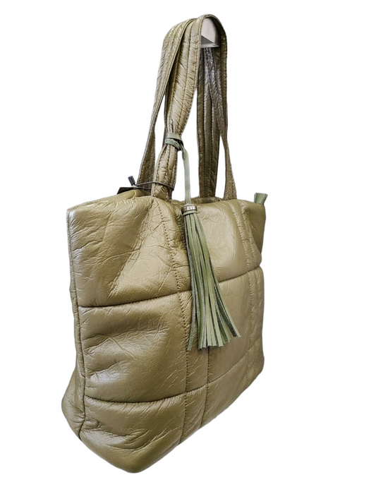 Shopping Bag Morbida Trapuntata Verde Oliva