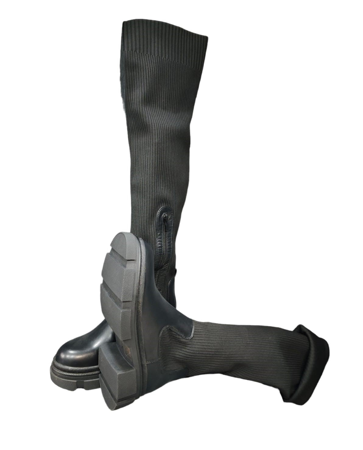 Stivale Alto Nero Eco Pelle e Maglia