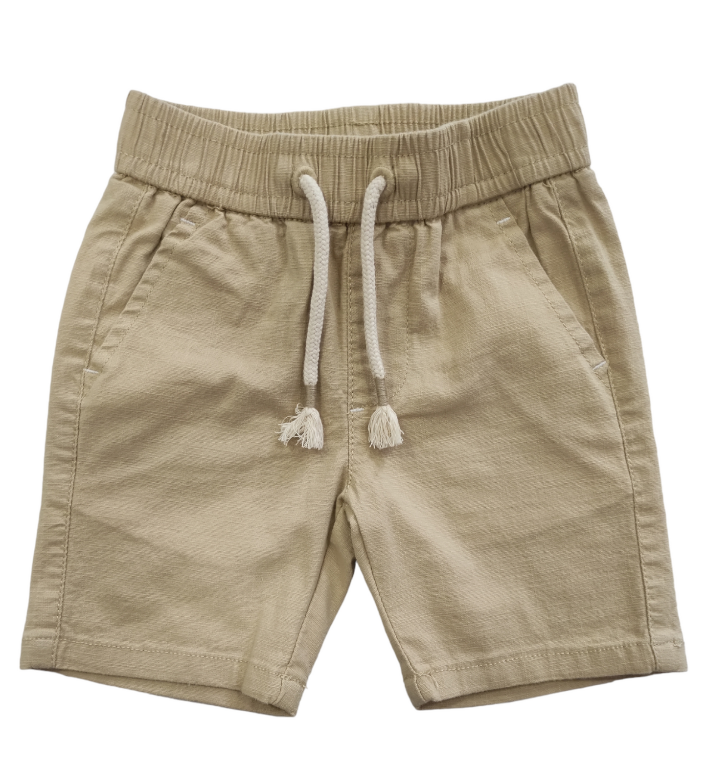 Pantaloncino con Elastico in Vita in Jersey di Cotone Color Sabbia Bambino 6-36 Mesi