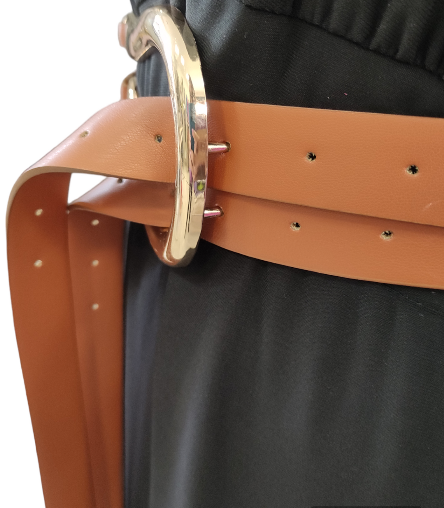 Cintura Donna Color Cuoio a Fusciacca con Fibbia in Metallo Grande