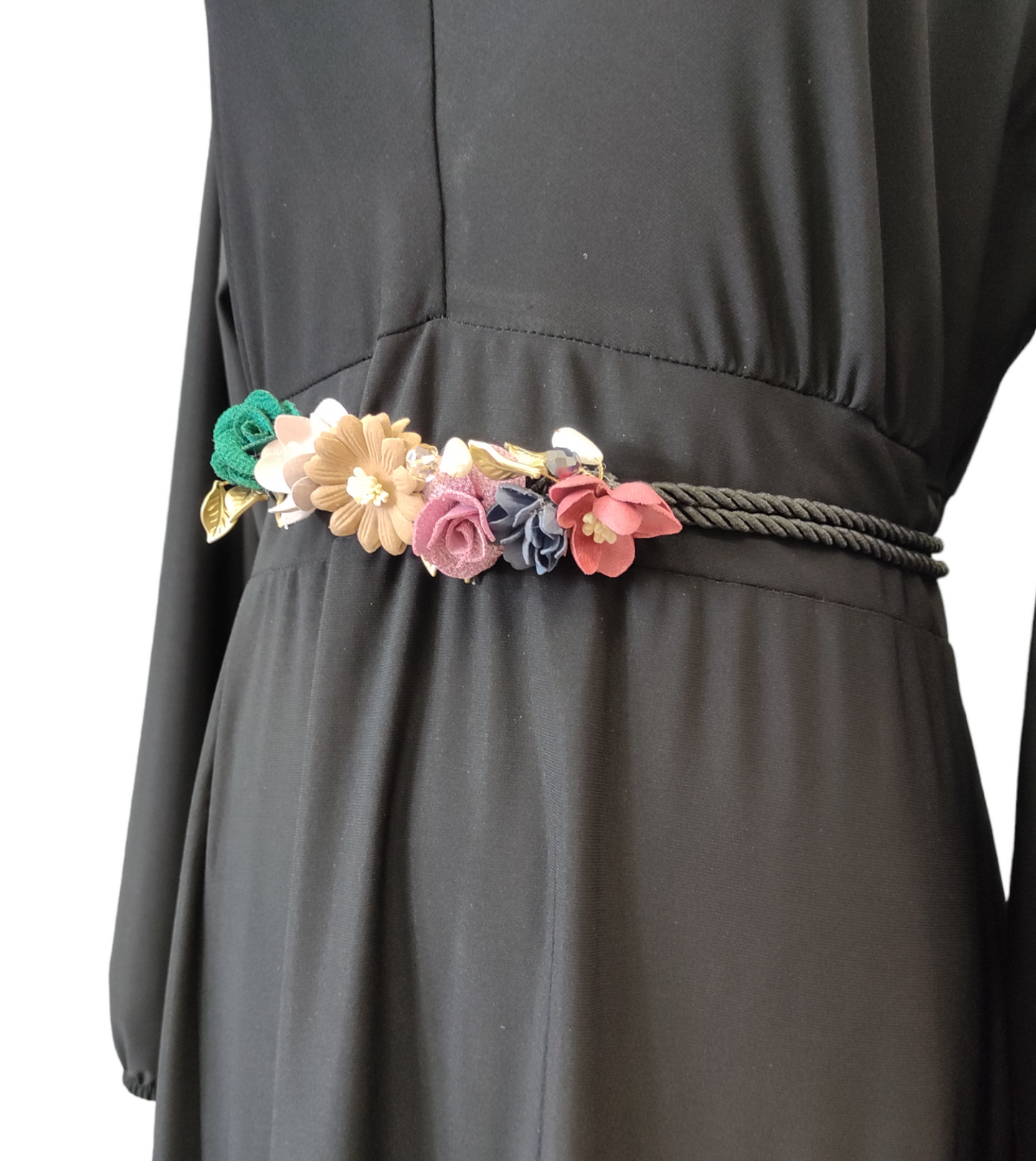 Cintura Donna in Corda Colorata con Fiori Applicati Modello a Fusciacca
