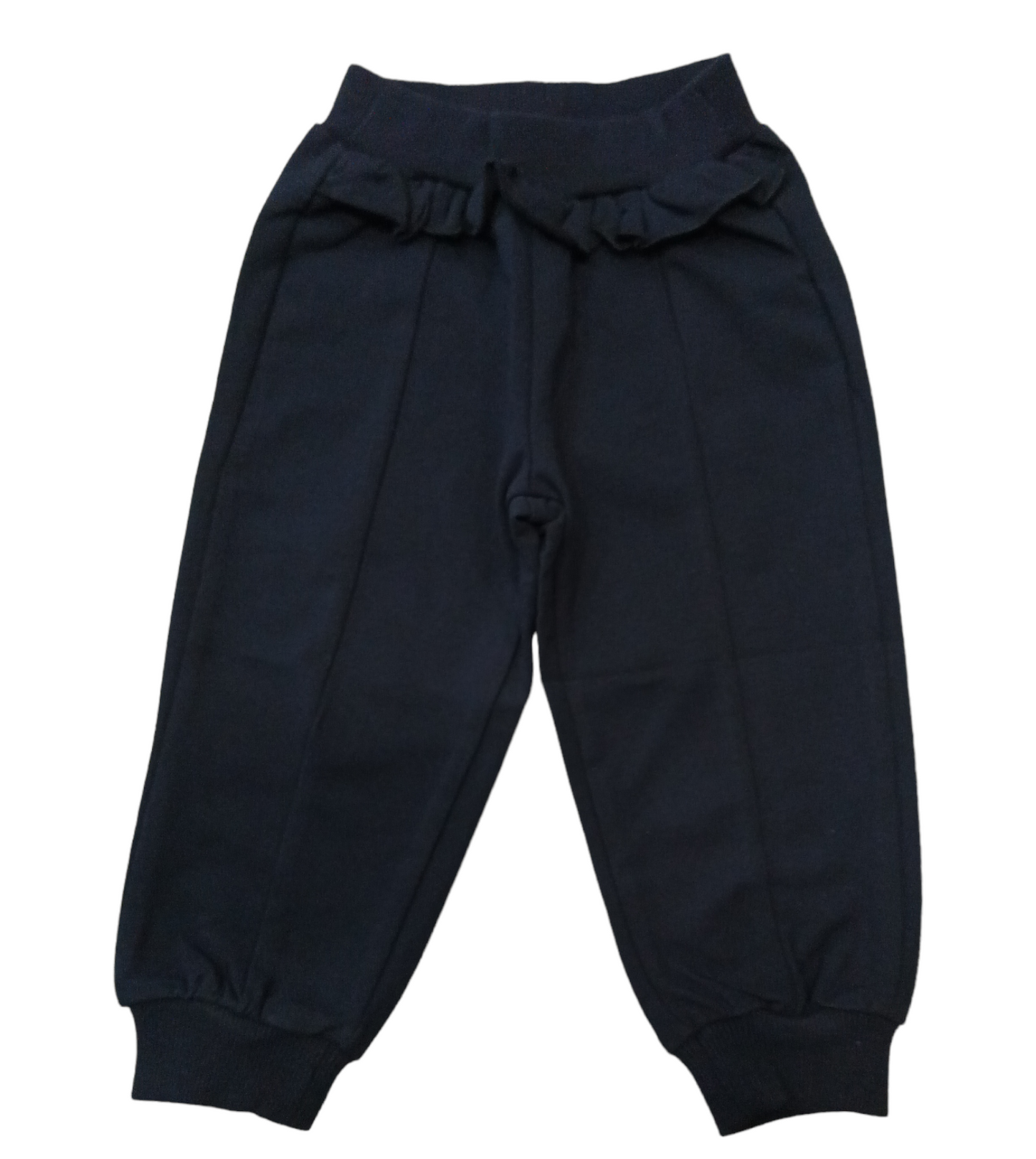 Pantalone Tuta Felpato Blu Tinta Unita Con Ruche in Vita Ativo Kids Bambina 12-36 Mesi