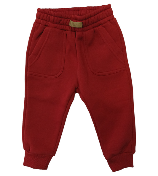 Pantalone Tuta Color Ruggine Felpato con Tasche Grandi Ativo Kids Bambino 12-36 Mesi