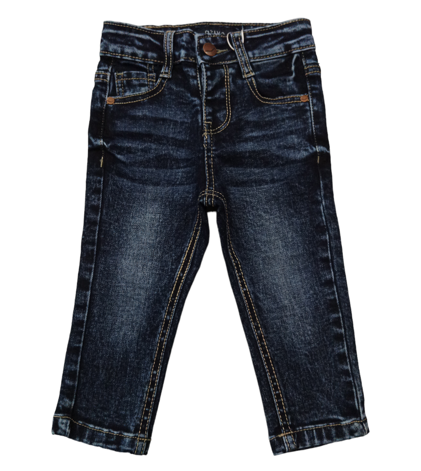 Jeans Invernale Elasticizzato in Basic Denim Scuro Cinque Tasche Ativo Kids Bambino 12-36 Mesi