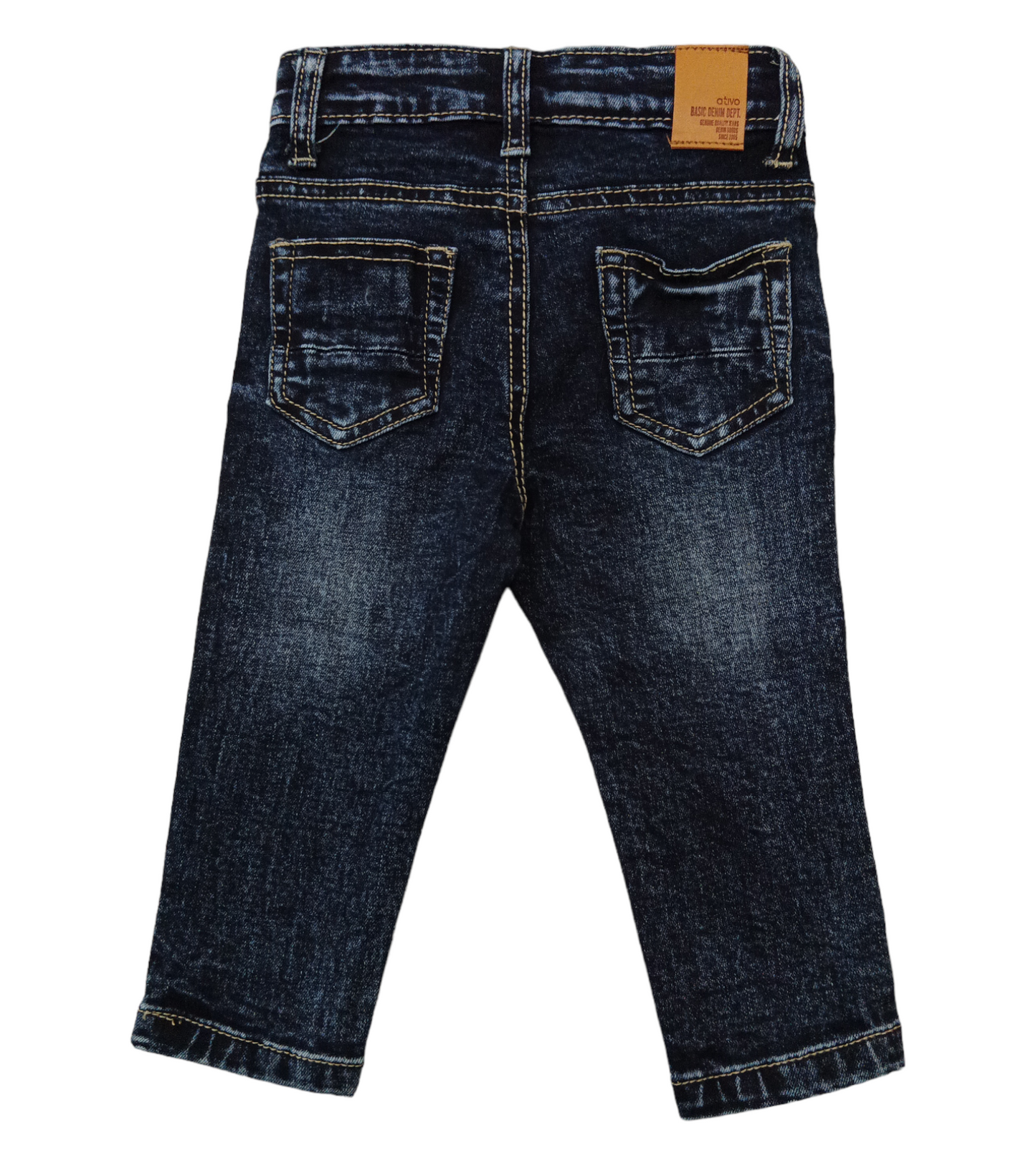 Jeans Invernale Elasticizzato in Basic Denim Scuro Cinque Tasche Ativo Kids Bambino 12-36 Mesi