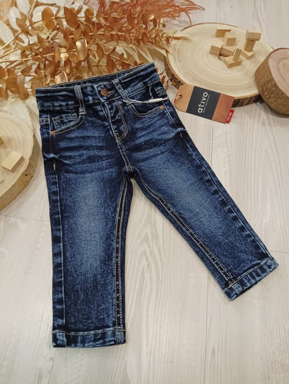 Jeans Invernale Elasticizzato in Basic Denim Scuro Cinque Tasche Ativo Kids Bambino 12-36 Mesi