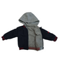 Giubbino Blu Impermeabile con Cappuccio Grigio in Tessuto Felpa Interno Felpa Reversibile Ativo Kids Bambino 12-36 Mesi