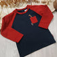 T-Shirt in Jersey di Caldo Cotone Bicolore Ruggine e Blu con Taschino e Stampa in Rilievo Ativo Kids Bambino 12-36 Mesi