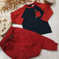 T-Shirt in Jersey di Caldo Cotone Bicolore Ruggine e Blu con Taschino e Stampa in Rilievo Ativo Kids Bambino 12-36 Mesi