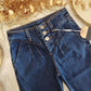 Jeans Elasticizzato Vita Alta con 3 Bottoni Wide Fit Ativo Kids Bambina/Ragazza 4-14 Anni