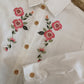 Camicia Bianca Stondata con Bottoni Beige Ricamo Floreale sul Davanti Ativo Kids Bambina/Ragazza 4-12 Anni