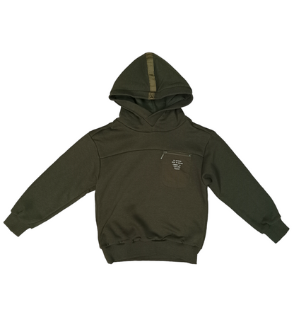 Felpa Verde Bosco Intera con Cappuccio Con Taschino con Lampo Ativo Kids Bambino/Ragazzo 4-16 Anni