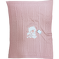 Copertina Culla Rosa Antico Ricamata Orsacchiotti Smacchianata in Misto Lana Effetto Trecce Nazareno Gabrielli Mis. 75x95