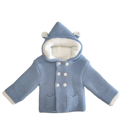 Cappottino Doppio Petto Cardigan Pesante Con Cappuccio Sardon Bambino 6-24 Mesi