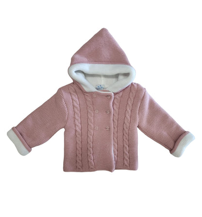 Cappottino Doppio Petto Cardigan Pesante con Cappuccio Sardon Bambina 6-24 Mesi