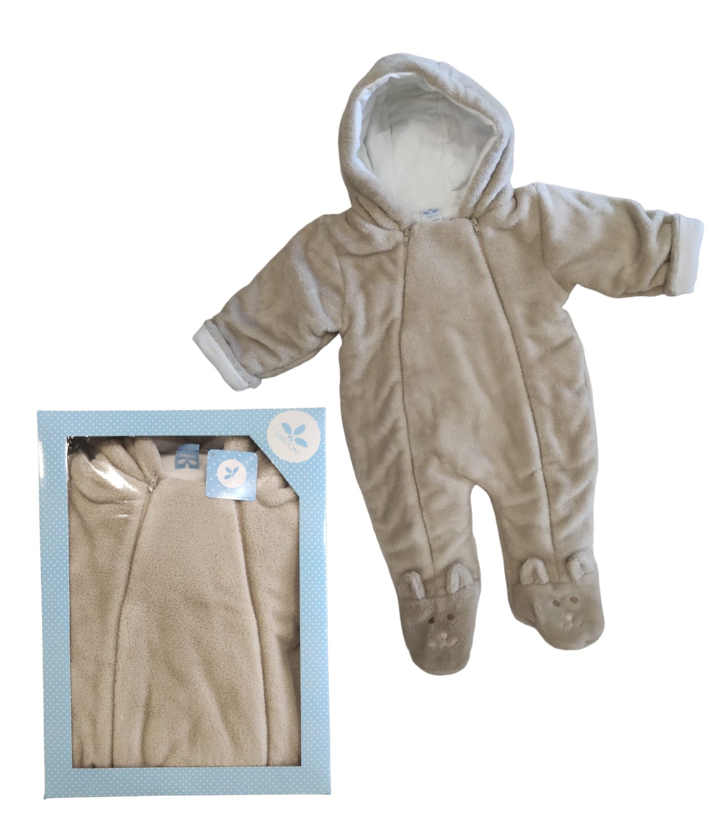 Eskimo Tuta Invernale Beige Imbottita Neonato/a con Cappuccio Doppia Lampo Sardon 3-6 Mesi