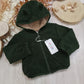 Giubbino in Pile Verde Bottiglia con Interno Tessuto Teddy Felpa con Cappuccio Con Pon Pon Ativo Kids Bambina 12-36 Mesi