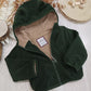 Giubbino in Pile Verde Bottiglia con Interno Tessuto Teddy Felpa con Cappuccio Con Pon Pon Ativo Kids Bambina 12-36 Mesi