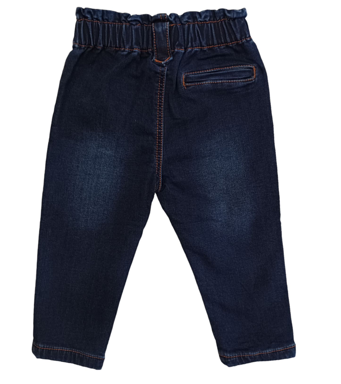 Jeans Elasticizzato in Vita Denim Scuro Con Tasche Grandi Davanti Ativo Kids Bambina 12-36 Mesi