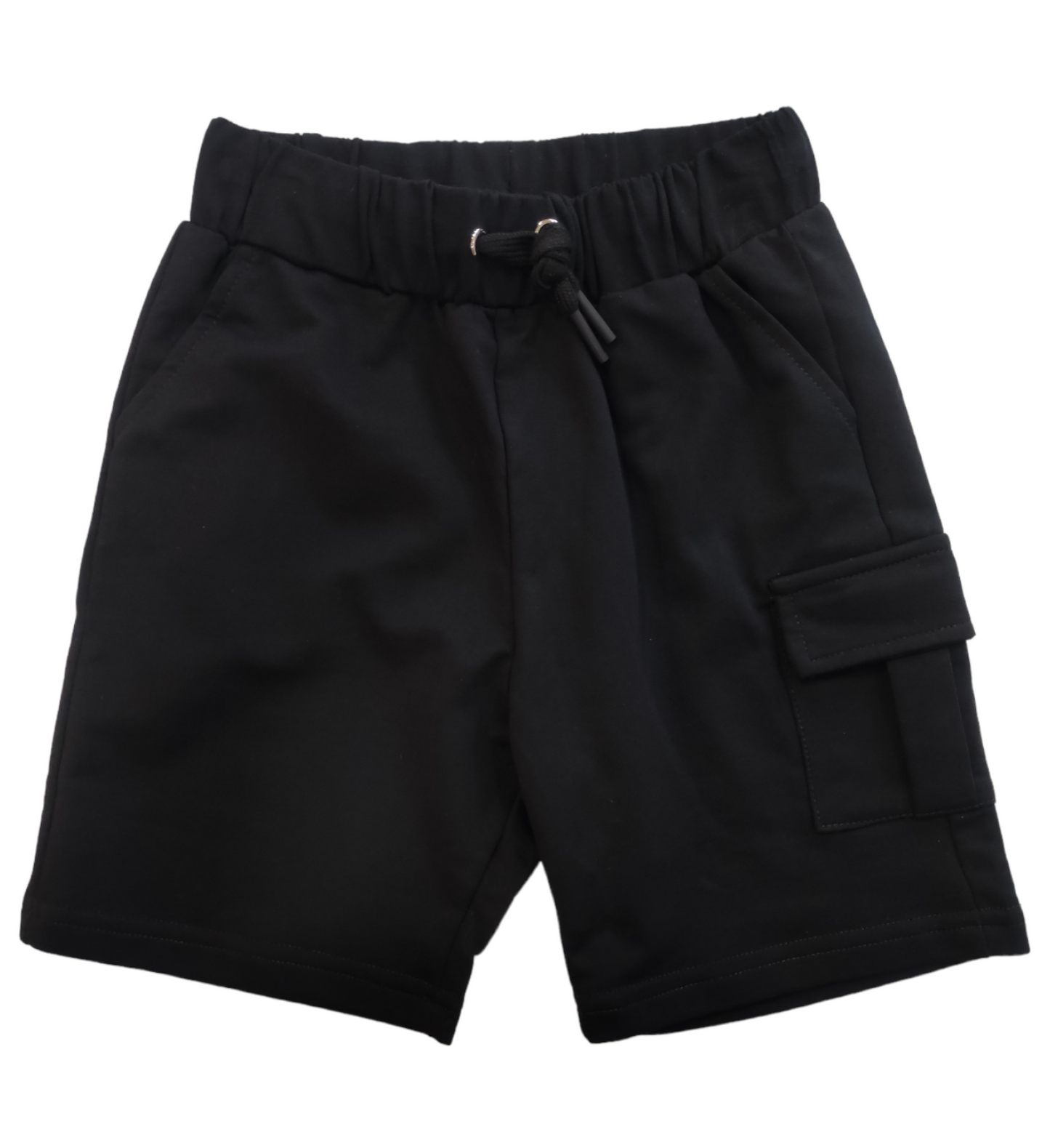 Pantaloncino Modello Bermuda Nero con Taschino Laterale Bambino/Ragazzo 4-14 Anni
