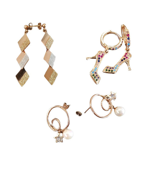 Gold-colored steel earrings
