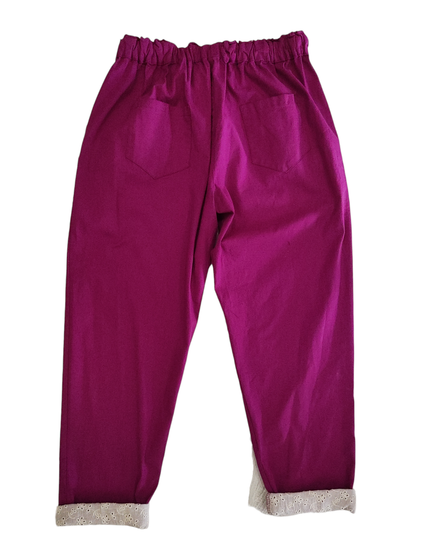 Pantalone Donna Tinta Unita con Risvolto rifinito in San Gallo