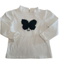 T-Shirt Bianca Felpata in Cotone con Farfalla Blu in Rilievo Collo a Lupetto Ativo Kids Bambina 12-36 Mesi
