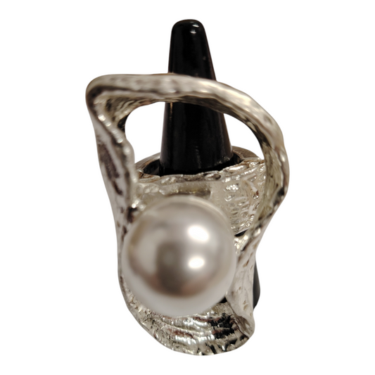 Anello Gold e Silver  con Perla asimmetrico