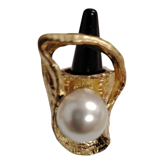 Anello Gold e Silver  con Perla asimmetrico