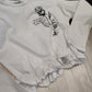 T-Shirt Bianca Cropped a Manica Lunga Arricciata Sotto in Vita Naida Ragazza Taglie 34-44