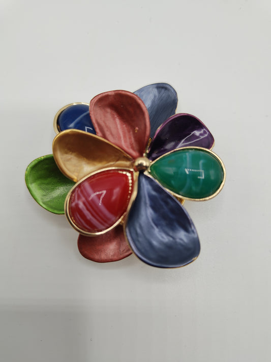 Spilla Calamitata Decorativa senza Ago perché Provvista di una Potente Calamita - Multicolore a forma di fiore