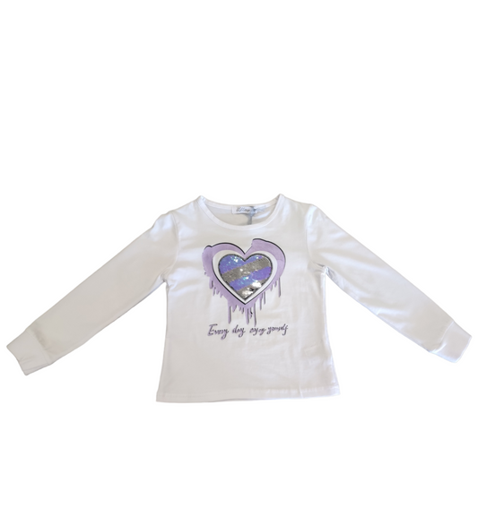 T-shirt Cotone Primaverile Manica Lunga Bambina 3/4 - 7/8 Anni
