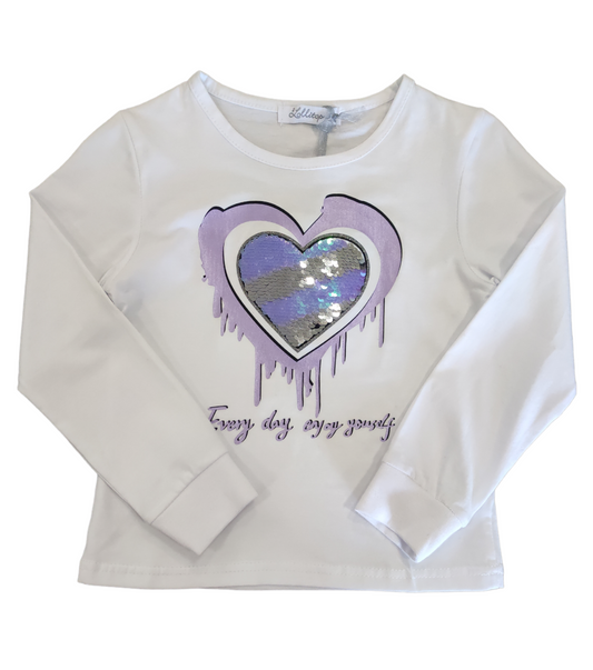 T-shirt Cotone Primaverile Manica Lunga Bambina 3/4 - 7/8 Anni