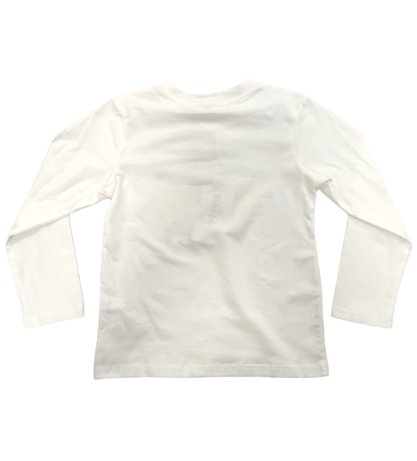 Maglietta Bianca in Cotone Primaverile Manica Lunga con Stampa Bambino 4-14 Anni