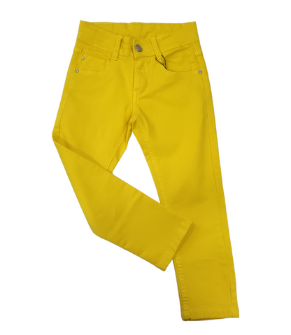 Pantalone Jeans in Cotone Colorato Giallo Primaverile Bambino 4-16 Anni
