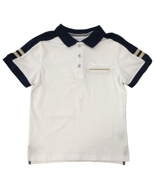 Polo Bianca Mezza Manica Ativo Kids Bambino/Ragazzo 4-14 Anni