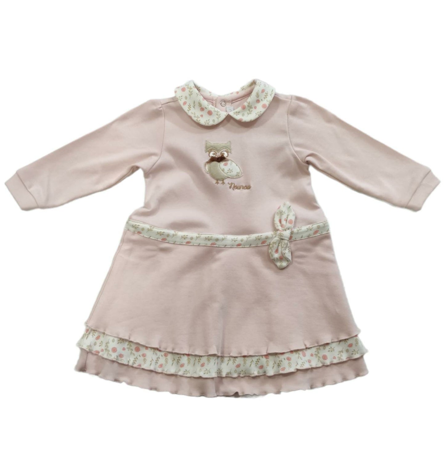 Dress with flounces in colored cotton for baby girl 9 months