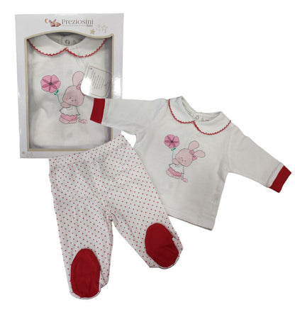 Completo Clinico Due Pezzi Jersey Di Cotone Neonata Culla Carrozzina Preziosini