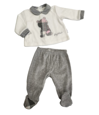 Completo Clinico Due Pezzi Coprifasce e Ghettina Neonata Les Jolies Bianco Grigio