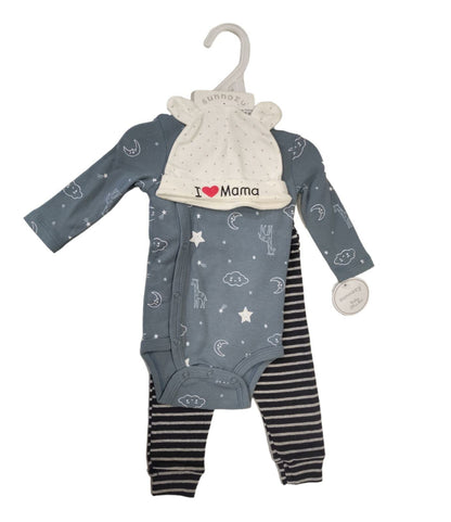 Completo Neonato Body Manica Lunga Ghettina e Cappellino 0-9 Mesi