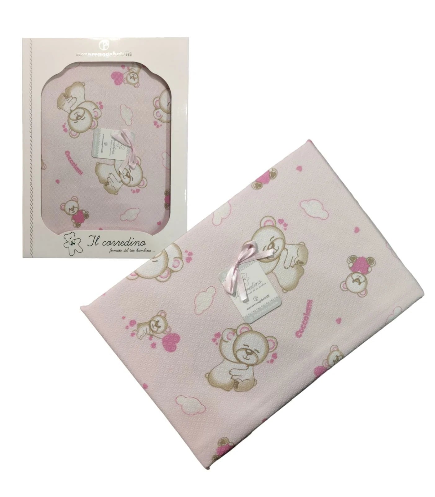 Copertina Culla/Carrozzina Neonata Cotone Piquet Stampata Nazareno Gabrielli Rosa