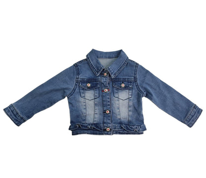 Giubbino Corto di Jeans con Bottoni Bimba 6-36 Mesi