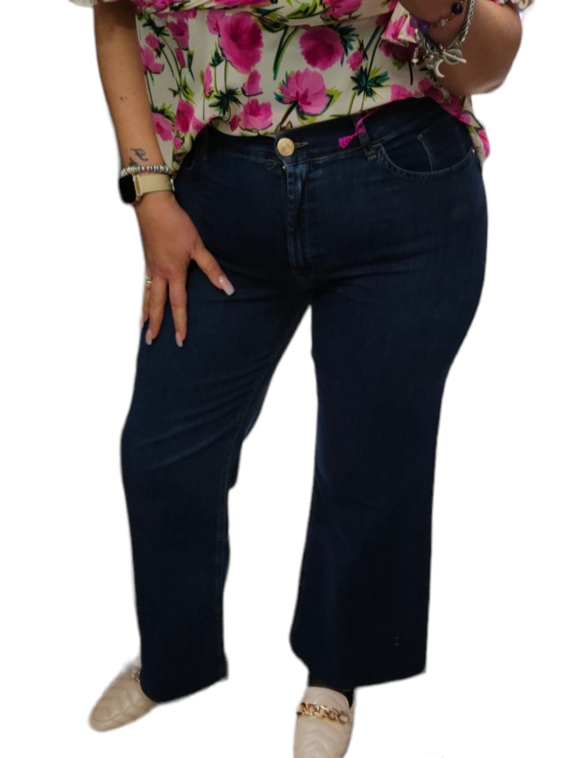 Jeans Donna IBER Modello Epril Cinque Tasche a Zampa con Orlo Sfrangiato